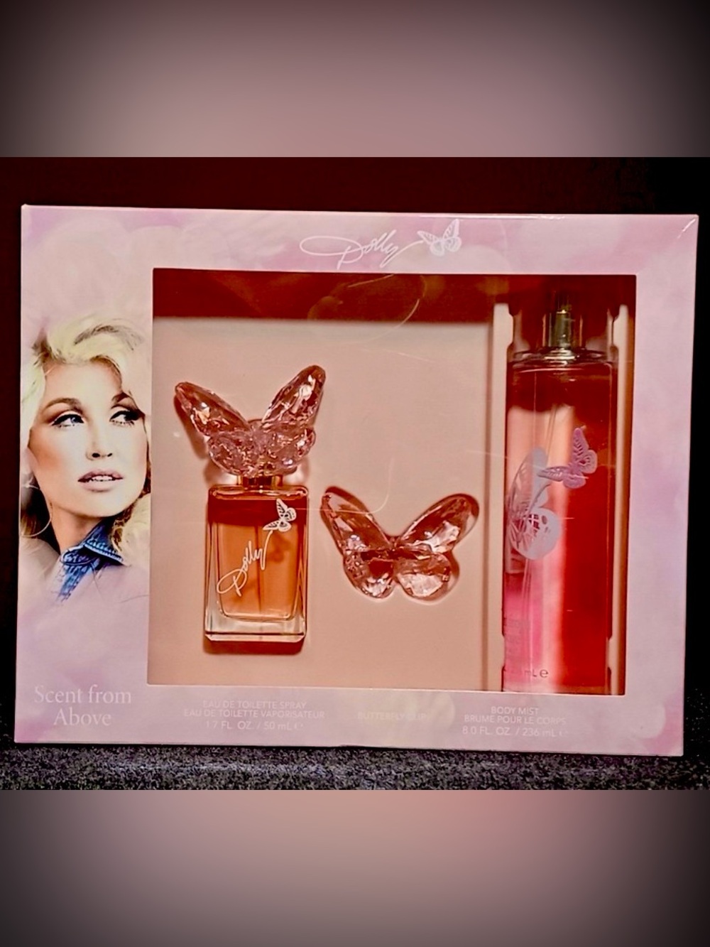 NEW Dolly Parton “Scent From Above” Gift Set 🦋 Mist & Butterfly Hair Clip!